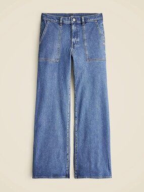 NEW Blue Denim JCREW Camp Pocket Wide Leg Cropped Jeans 28 6 NWT